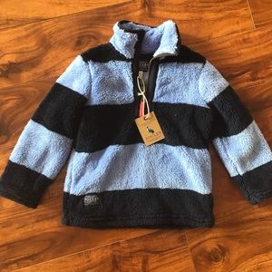 Joules cozy blue stripe fleece, size 3-4
